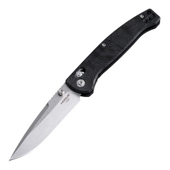 Hogue Mysto Folding Knife Black Diamond Richlite Handle Magnacut Clip Point Plain Edge 24457