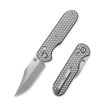 Geo Ethereal Cutter Folding Knife Gray Titanium Handle M390 Clip
