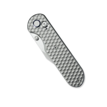 Geo Ethereal Cutter Folding Knife Gray Titanium Handle M390 Clip Point Plain Edge Stonewash Finish GEO2401A