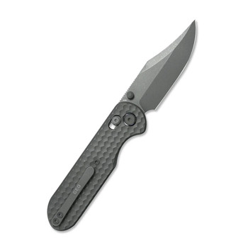 Geo Ethereal Cutter Folding Knife Gray Titanium Handle M390 Clip Point Plain Edge Darkwash Finish GEO2401C