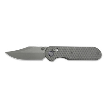 Geo Ethereal Cutter Folding Knife Gray Titanium Handle M390 Clip Point Plain Edge Darkwash Finish GEO2401C