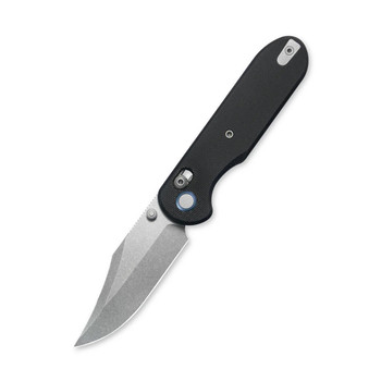 Geo Ethereal Cutter Folding Knife Black G10 Handle M390 Clip Point Plain Edge Stonewash Finish GEO2401F