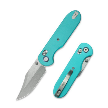 Geo Ethereal Cutter Folding Knife Light Blue G10 Handle M390 Clip Point Plain Edge Stonewash Finish GEO2401G