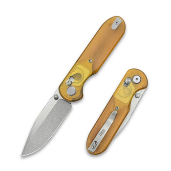 Geo Ethereal Cutter Folding Knife Ultem Handle M390 Drop Point Plain Edge Stonewash Finish GEO2402E