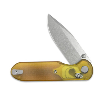 Geo Ethereal Cutter Folding Knife Ultem Handle M390 Drop Point Plain Edge Stonewash Finish GEO2402E