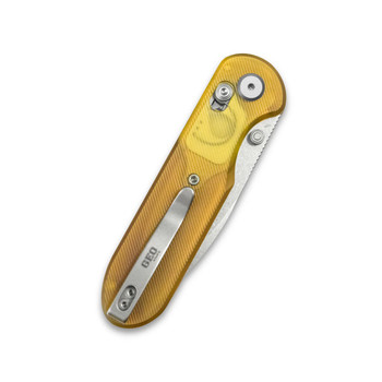 Geo Ethereal Cutter Folding Knife Ultem Handle M390 Drop Point Plain Edge Stonewash Finish GEO2402E