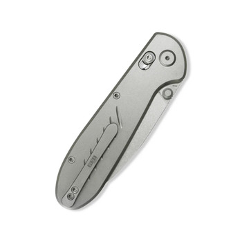 Geo Frost Folding Knife Gray Titanium Handle M390 Drop Point Plain Edge Stonewash Finish GEO2501A