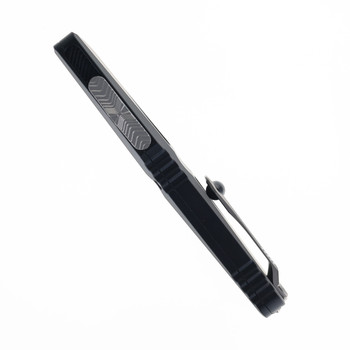 Microtech Combat Troodon Gen III Hellhound OTF Automatic Knife Stonewash M390MK Blade Standard Black Aluminum Handle 1219-10S