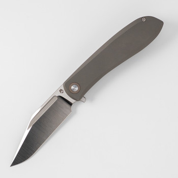 Jack Wolf Scuffle Folding Knife Titanium Micro Milled Handle S90V Plain Edge Belt Satin Finish