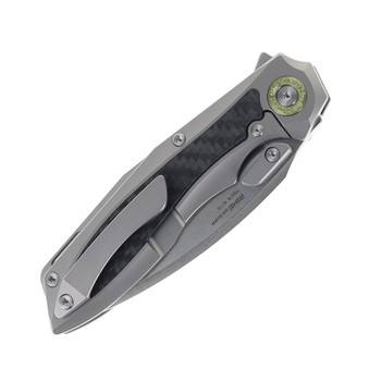 TwoSun Folding Knife Titanium/Carbon Fiber Handle K110 Plain Edge TS578-K110-CF