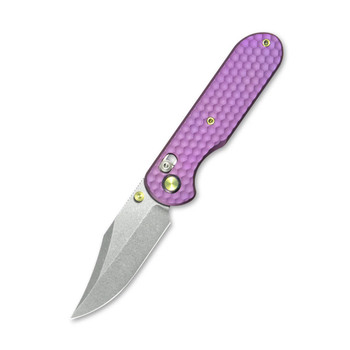 Geo Ethereal Cutter Folding Knife Purple Titanium Handle M390 Clip Point Plain Edge Stonewash Finish GEO2401I