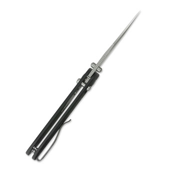 Geo Ethereal Cutter Folding Knife Black Carbon Fiber Handle M390 Clip Point Plain Edge Stonewash Finish GEO2401K