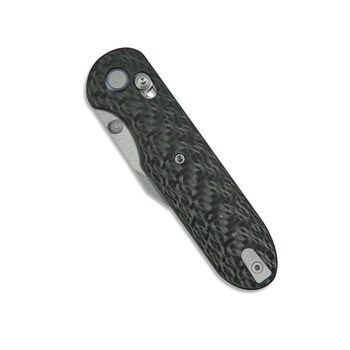 Geo Ethereal Cutter Folding Knife Black Carbon Fiber Handle M390 Clip Point Plain Edge Stonewash Finish GEO2401K