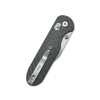 Geo Ethereal Cutter Folding Knife Black Carbon Fiber Handle M390 Clip Point Plain Edge Stonewash Finish GEO2401K