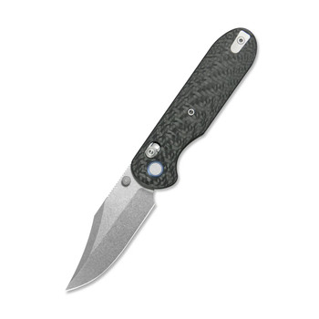Geo Ethereal Cutter Folding Knife Black Carbon Fiber Handle M390 Clip Point Plain Edge Stonewash Finish GEO2401K