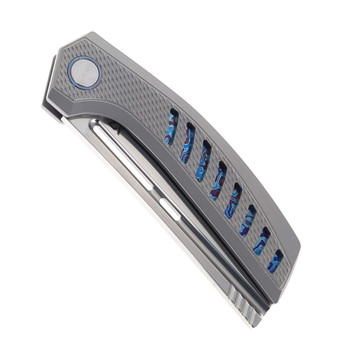 Vanguard Nakiri Folding Knife Titanium & Timascus Handle Semi-Mirror M390 Blade