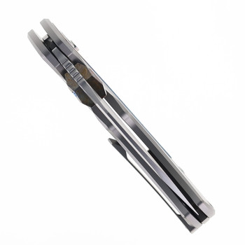 SixLeaf Folding Knife Titanium/TiDamascus Handle RWL34+PMC27 Plain Edge SL-80-TIDAMA