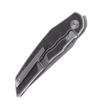 Limited Edtion Bastard Knives Iberian Gen 1 Integral Frame Lock Folding Knife FatCarbon and Titanium Handle Satin MagnaCut Tanto Blade