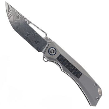 SixLeaf Folding Knife Titanium/Carbon Fiber Handle RWL34+PMC27 Plain Edge SixLeaf SL-31