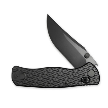 Geo Sharp Shadow Folding Knife Black Titanium Handle M390 Clip Point Plain Black PVD Blade GEO2504B