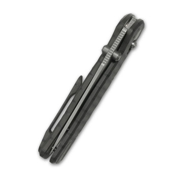 Geo Sharp Shadow Folding Knife Tiger Stripe Flame Titanium Handle M390 Drop Point Plain Edge Stonewash Finish GEO2504C