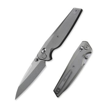 Geo Fantasm Folding Knife Gray Titanium Handle M390 Drop Point