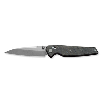 Geo Fantasm Folding Knife Tiger Stripe Flame Titanium Handle M390 Drop Point Plain Edge Stonewash Finish GEO2505B