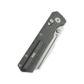 Geo Noxiz Folding Knife Tiger Stripe Flame Titanium Handle M390 Sheepsfoot Plain Edge Stonewash Finish GEO2506B