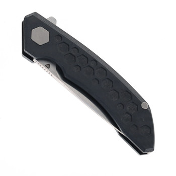 Tuya Hive V3 Folding Knife Black Titanium/Carbon Fiber Handle M390 Plain Edge Satin Finish