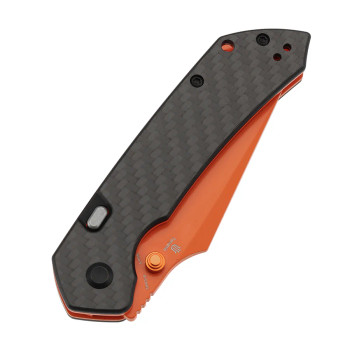 Tenable Fenrir Top Liner Lock Folding Knife Carbon Fiber Orange Coated Nitro-V Blade B1034H5 Tenable Fenrir Top Liner Lock Folding Knife Carbon Fiber Orange Coated Nitro-V Blade B1034H5