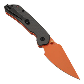 Tenable Fenrir Top Liner Lock Folding Knife Carbon Fiber Orange Coated Nitro-V Blade B1034H5 Tenable Fenrir Top Liner Lock Folding Knife Carbon Fiber Orange Coated Nitro-V Blade B1034H5