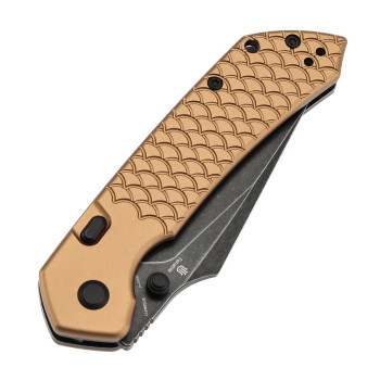 Tenable Fenrir Top Liner Lock Folding Knife Bronze Aluminum Handle Blackwash Nitro-V Blade B1034H11 Tenable Fenrir Top Liner Lock Folding Knife Bronze Aluminum Handle Blackwash Nitro-V Blade B1034H11