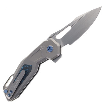 Ketuo Mini Griffin Folding Knife Titanium Blue Carbon Fiber Handle Satin M390 Plain Edge Ketuo Mini Griffin Folding Knife Titanium Blue Carbon Fiber Handle Satin M390 Plain Edge