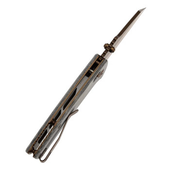 Kansept Main Street Folding Knife Black Micarta Handle 154CM Wharncliffe Plain Edge Rose Gold Finish T1015V11