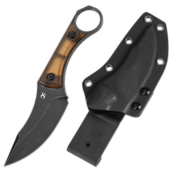 Kansept Niko Fixed Blade Knife Amber PEI Handle D2 Clip Point