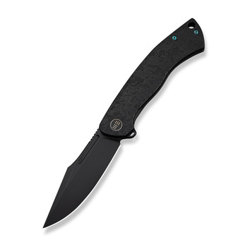 WE Essential Knight Folding Knife Black Etched Titanium Handle M390 Plain Edge Black Stonewash Finish WE24003-2