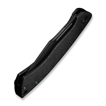 WE Essential Knight Folding Knife Black Etched Titanium Handle M390 Plain Edge Black Stonewash Finish WE24003-2