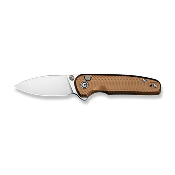 Civivi Mini Shakan Folding Knife Coyote Brown Aluminum Handle Nitro-V Plain Edge Satin Finish C20052F-3