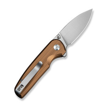 Civivi Mini Shakan Folding Knife Coyote Brown Aluminum Handle Nitro-V Plain Edge Satin Finish C20052F-3