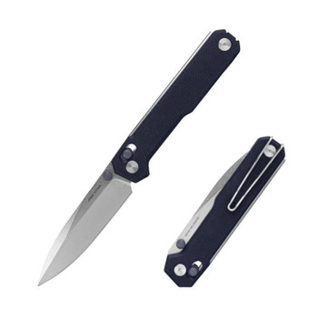 Real Steel Perix Folding Knife Black G10 Handle Nitro-V Plain Edge Stonewash Finish 7121BS