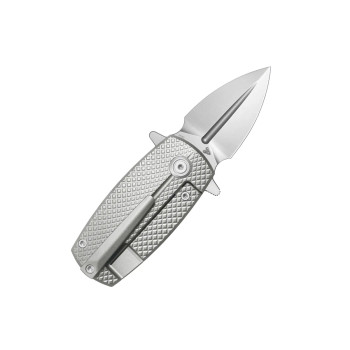 KB Fang Mini Folding Knife Grey Titanium w/ Diamond Milling  M390 Blade KB451A