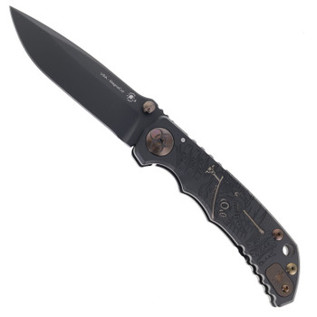 Spartan Blades Custom Harsey SF5 Folding Knife Black Plague Titanium Handle Magnacut Plain Edge