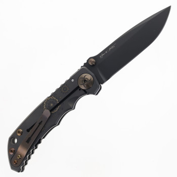 Spartan Blades Custom Harsey SF5 Folding Knife Black Plague Titanium Handle Magnacut Plain Edge