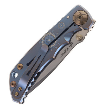 Spartan Blades Custom Harsey SF5 Blue Plague Doctor Folding Knife Blue & Bronze Titanium Handle Stonewashed Magnacut Blade Spartan Blades Custom Harsey SF5 Blue Plague Doctor Folding Knife Blue & Bronze Titanium Handle Stonewashed Magnacut Blade