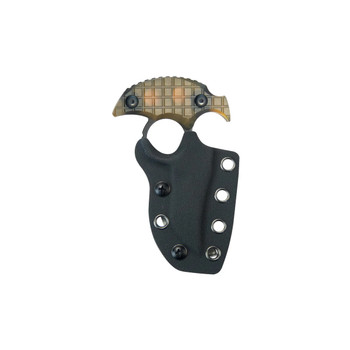 Kubey Stheno Fixed Blade Knife Amber Ultem Handle 14C28N Clip Point Plain Edge Blackwash Finish KU404E