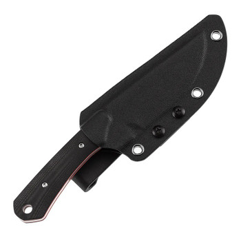 Kansept Flank Fixed Blade Knife Black/Red G10 Handle D2 Drop Point Plain Edge Stonewash Finish G006A2