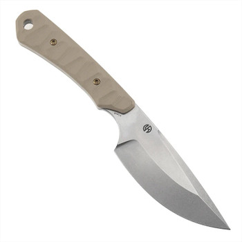Kansept Flank Fixed Blade Knife Light Sand G10 Handle D2 Drop Point Plain Edge Stonewash Finish G006A5