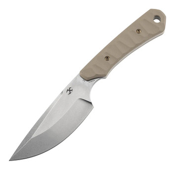 Kansept Flank Fixed Blade Knife Light Sand G10 Handle D2 Drop Point Plain Edge Stonewash Finish G006A5