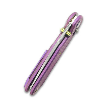 Geo Ethereal Cutter Folding Knife Purple Titanium Handle M390 Clip Point Plain Edge Stonewash Finish GEO2402I