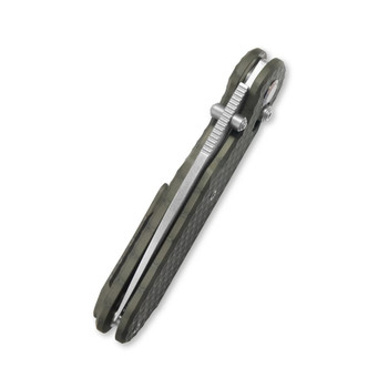 Geo Ethereal Cutter Folding Knife Tiger Stripe Flame Titanium Handle M390 Clip Point Plain Edge Stonewash Finish GEO2402J